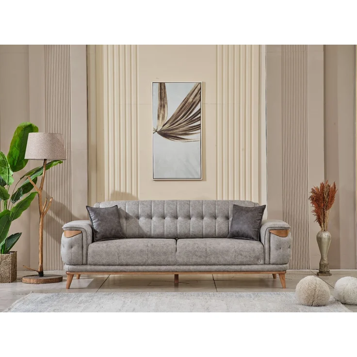 Sitzgruppe/Sofa Set - Wohnzimmergarnitur "Liliandra" 3+3+1-Hellgrau – Bild 4