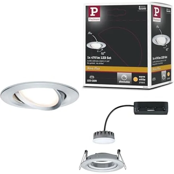 Paulmann 93902 Einbauleuchte LED Coin Slim IP23 rund Alu 1er-Set dimmbar und schwenkbar