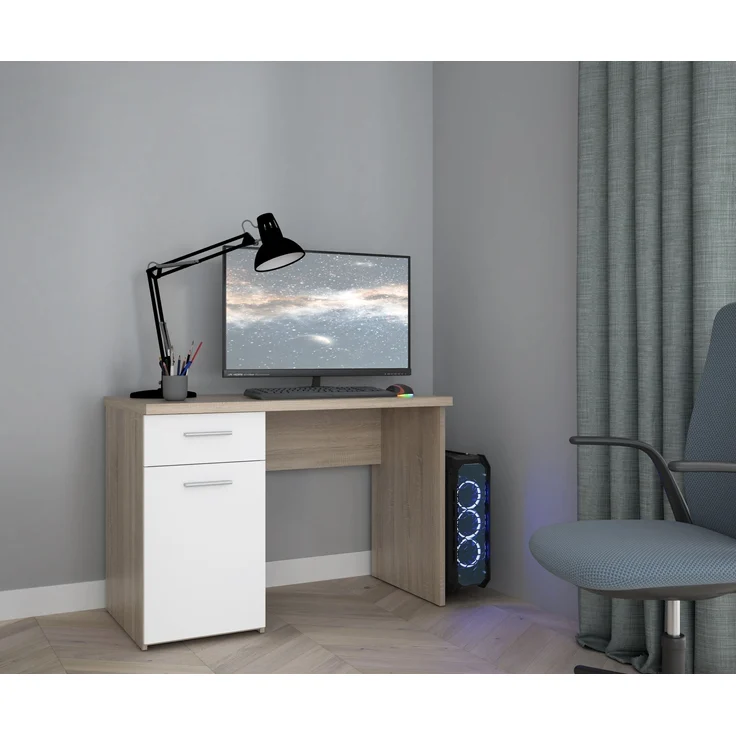 Schreibtisch >WINNIE> Sonoma Eiche Dekor / weiss - 110x76,3x60cm B/H/T – Bild 2