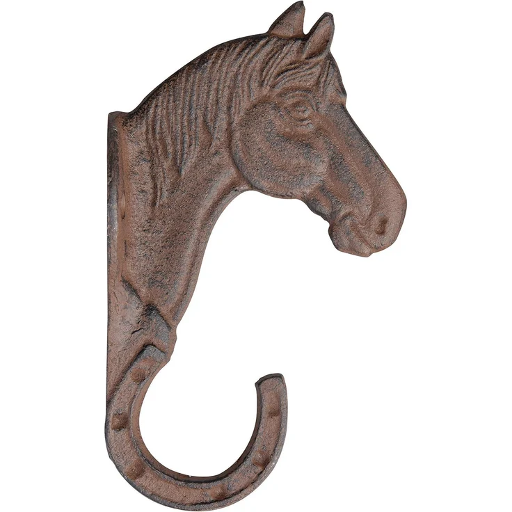 Wandgarderobe Garderobenhaken Pferd Gusseisen Antik-Braun 20cm