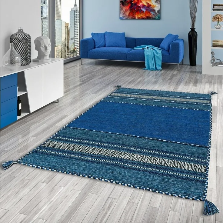 Pergamon Wollteppich Natur Teppich Kelim Navarro, Rechteckig, Höhe: 8 mm