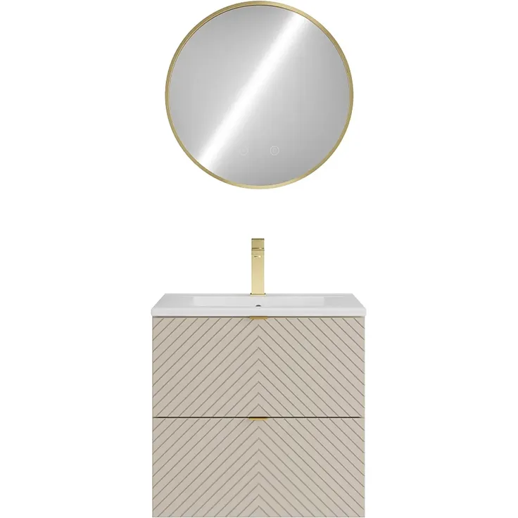 Vente-unique - DORIONI Badmöbel-Set Holz, Platte Beige - B 46 cm x H 61,6 cm x L 60 cm – Bild 2