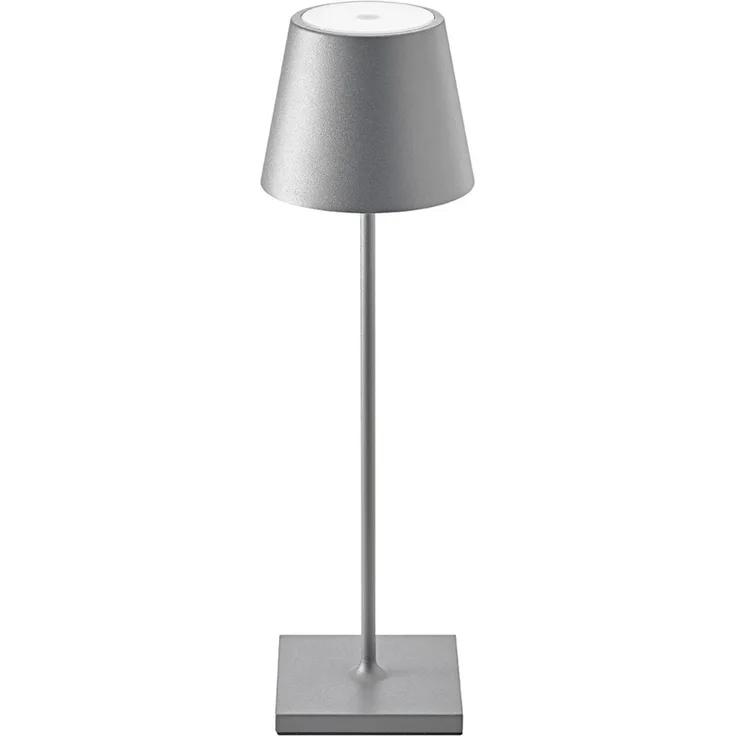 LED Tischleuchte, grau, Aluminium, Touchdimmer, Akku, H 38 cm