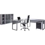 BMG Möbel Büromöbel-Set Office Edition Set 2, (Büro Set, 5 tlg, Fronten Matt oder Hochglanz lackiert), Aktenschrank und Rollcontainer abschließbar, Winkelschreibtisch