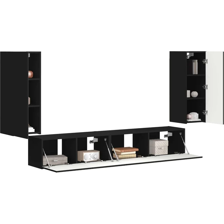 vidaXL TV-Schrankset 4 stk. Schwarz Holzwerkstoff 3409160 – Bild 3