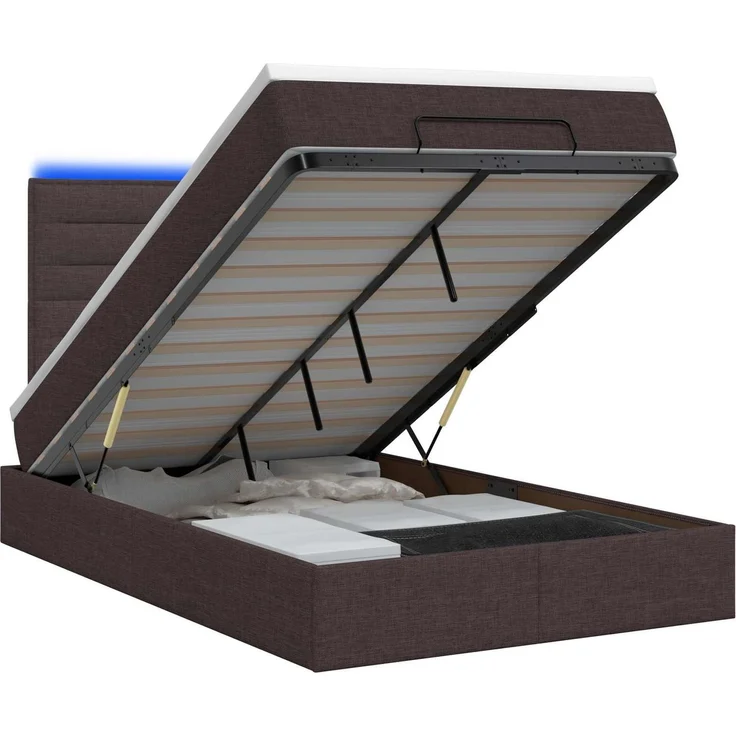 vidaXL Ottoman-Bett mit Matratze und LED Dunkelbraun 120 x 200 cm 3457982 – Bild 2