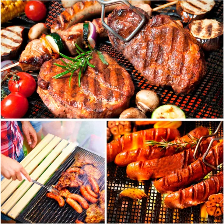 Grillgitter Wiederverwendbar Backmatte Grillmatte Grill Unterlage Matte – Bild 4