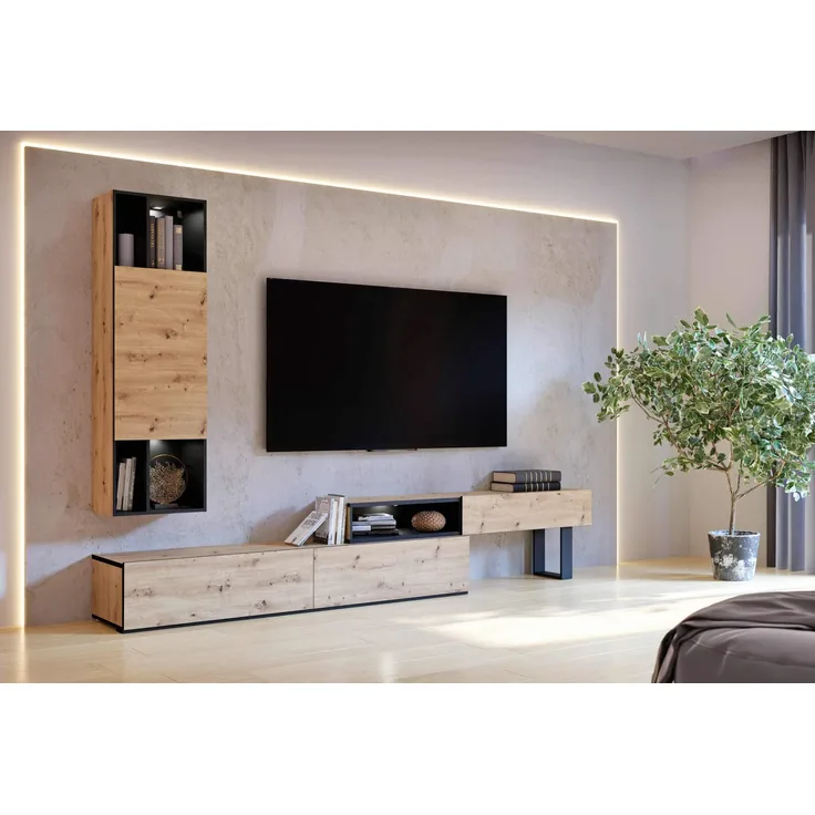 Wohnwand KAELON 2er Set mit Beleuchtung Optik: Artisan Eiche von Forte