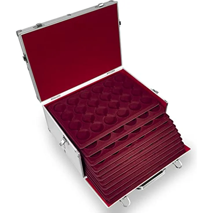 MC. Sammler Aufbewahrungsbox MC. Sammler Münztableau mit Schutzdeckel, Münzkoffer, Münzkassette, 48 Fächer - 27mm Ø – Bild 7