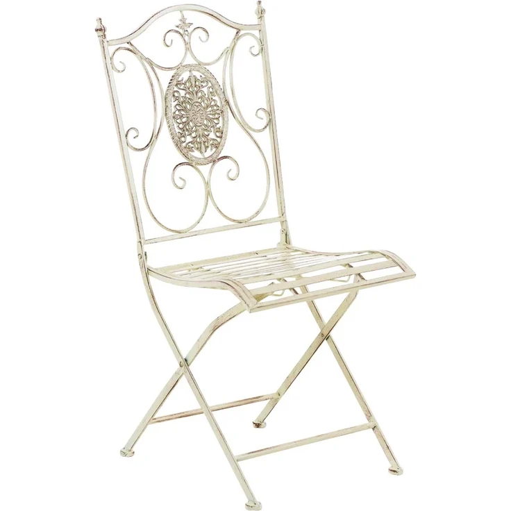 Outdoor Sitzgruppe RIZAR - Metall Antik-creme 42x49x91.5 cm | Gartenmöbelset 2 Personen Metall Vintage Balkonmöbel Set Bistrotisch Terrassenmöbelset – Bild 2