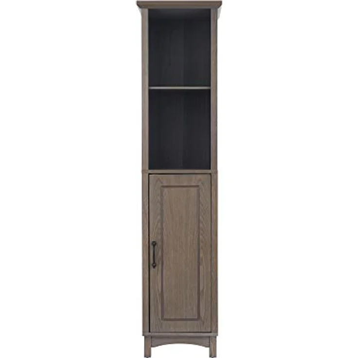 Elegant Home Fashions Russell Holz Badezimmer Leinen Tower Aufbewahrungsschrank 33 cm x 38 cm x 159,4 cm mit offenen Regalen & Türen Salzeiche EHF-F0012, Salt Oak, One Size – Bild 5