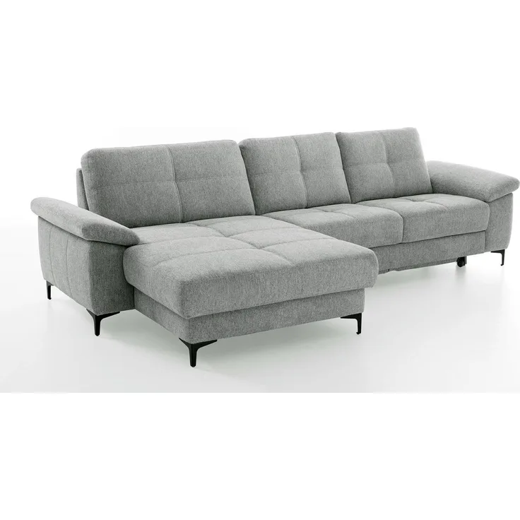 Ecksofa SINA Stoff frost grau mit Tonnentaschen-Federkern