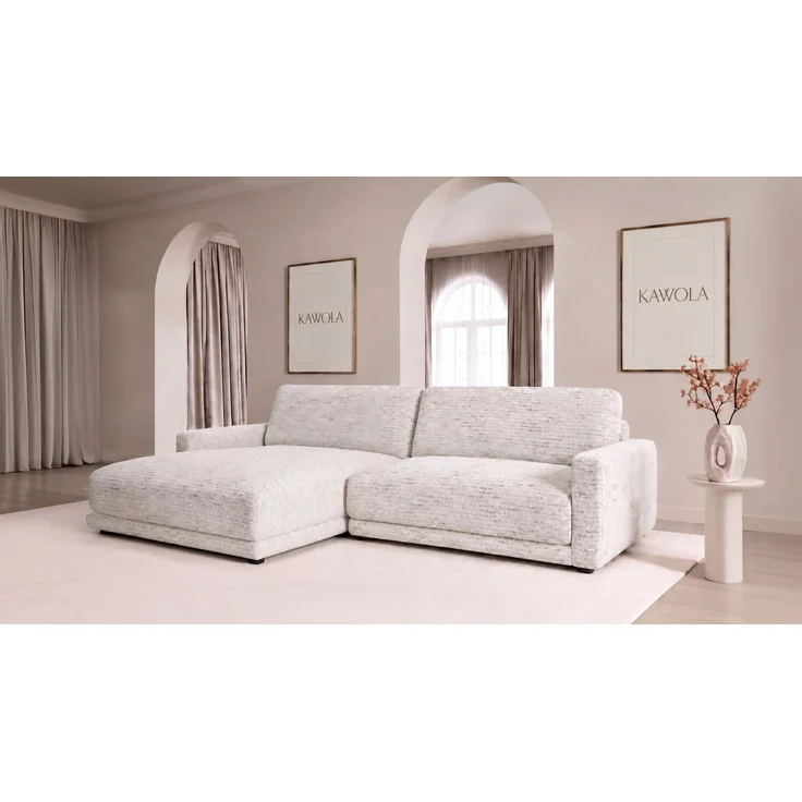 KAWOLA Sofa MARLIN Ecksofa Stoff cremeweiß Longchair links 80 x 168 x 262 cm – Bild 1