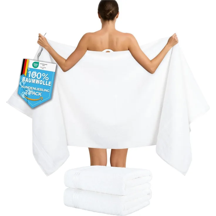 HAMMETEX Saunatuch Hammetex 2er Set extra große Saunatücher, Frottier (Packung, 2-St), 100% Baumwolle – Weich & Saugfähig – Luxuriöse Große Spa-Badetücher