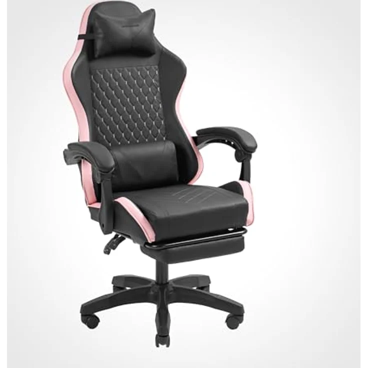 MARS GAMING MGC-X, Ergonomischer Gaming-Stuhl, Kunstleder, Verstellbare Rückenlehne und Höhe, Dynamische Armlehnen, Nacken- und Lendenkissen, Bürostuhl mit Ausziehbarer Fußstütze, Rosa – Bild 2
