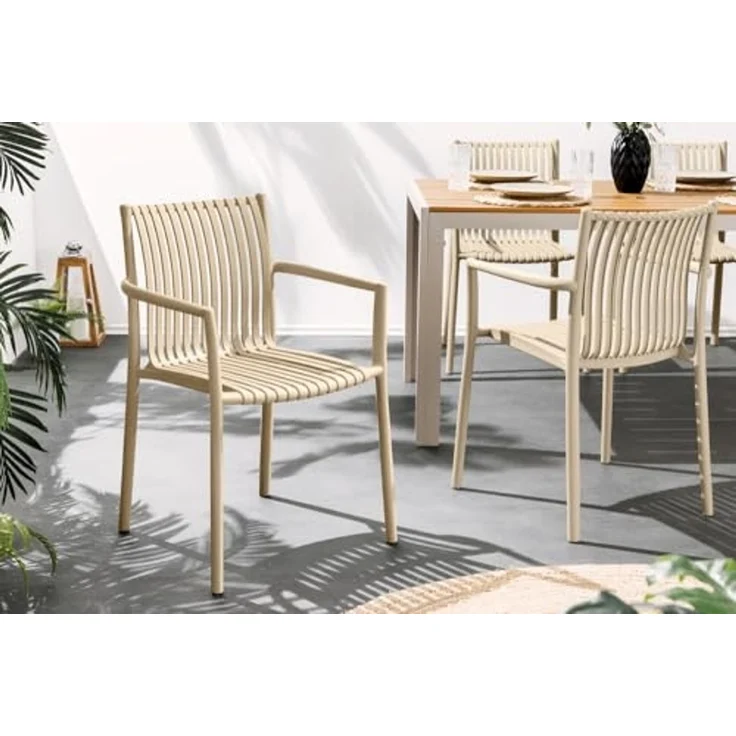 riess-ambiente Gartenstuhl STUDIO ITALIA greige · wetterfester Stapelstuhl für In-/Outdoor (Einzelartikel, 1 St), pflegeleichter Balkonstuhl · leichtes Design · stabil · für Terrasse – Bild 2