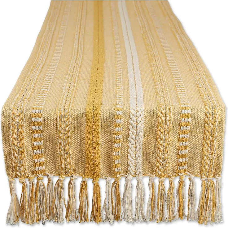 DII Farmhouse Tischläufer-Kollektion, geflochten, gestreift, 38,1x27,4 cm, Honiggold
