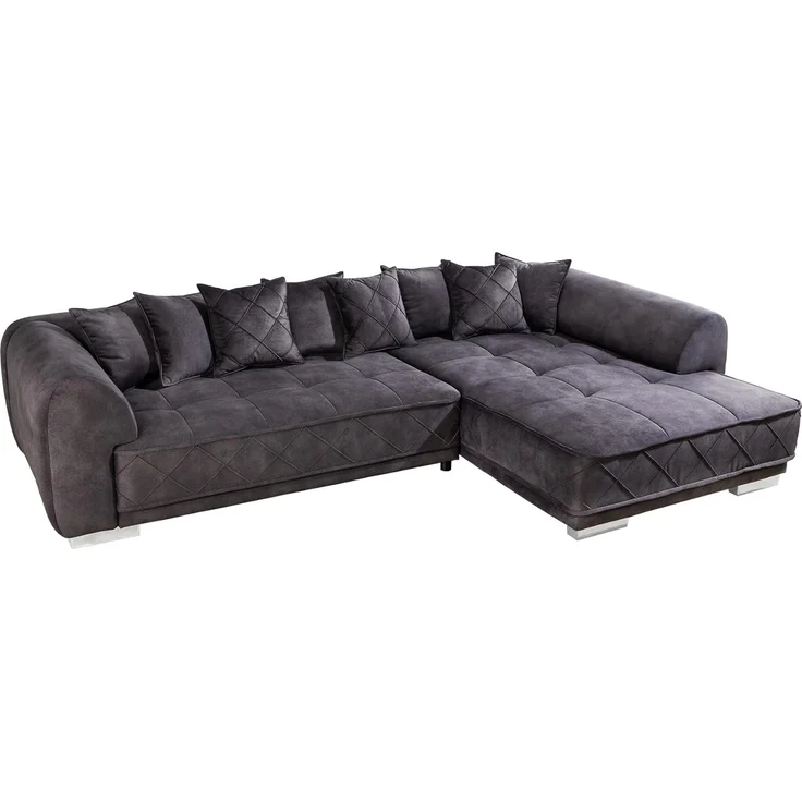 riess-ambiente Ecksofa DECADENCIA 320cm dunkelgrau · XXL Couch aus Samt inkl. 8 Kissen, Einzelartikel 1 Teile, Big-Sofa in L-Form · Ottomane beidseitig montierbar · Modern Design – Bild 1