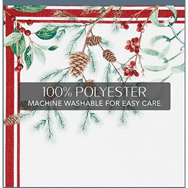 Elrene Home Fashions Tischdecke mit Umrandung im Winterurlaub, dekorative Weihnachtstischdecke, 152,4x304,8 cm, länglich – Bild 5