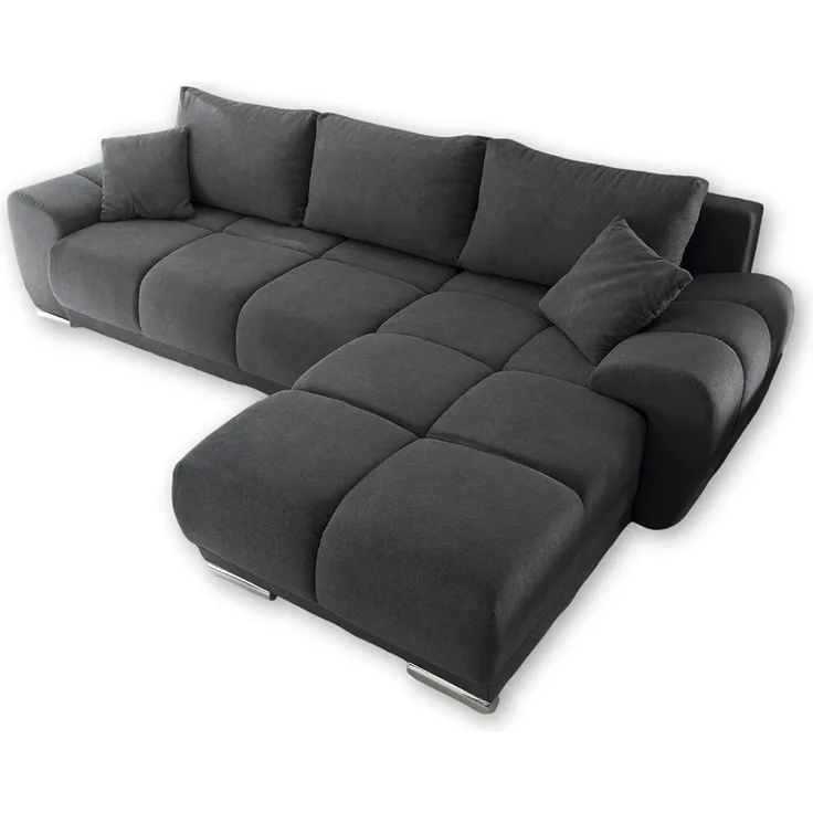 Ecksofa Anton Couch Schlafcouch Bettsofa Schlafsofa Sofabett Funktionssofa ausziehbar Anthrazit 289 cm