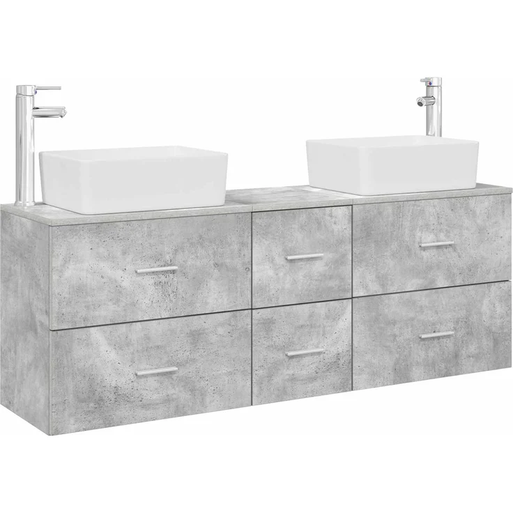 vidaXL Badezimmerschrank-Set 3 stk. Betongrau 136 x 35 x 80 cm 3405862 – Bild 2