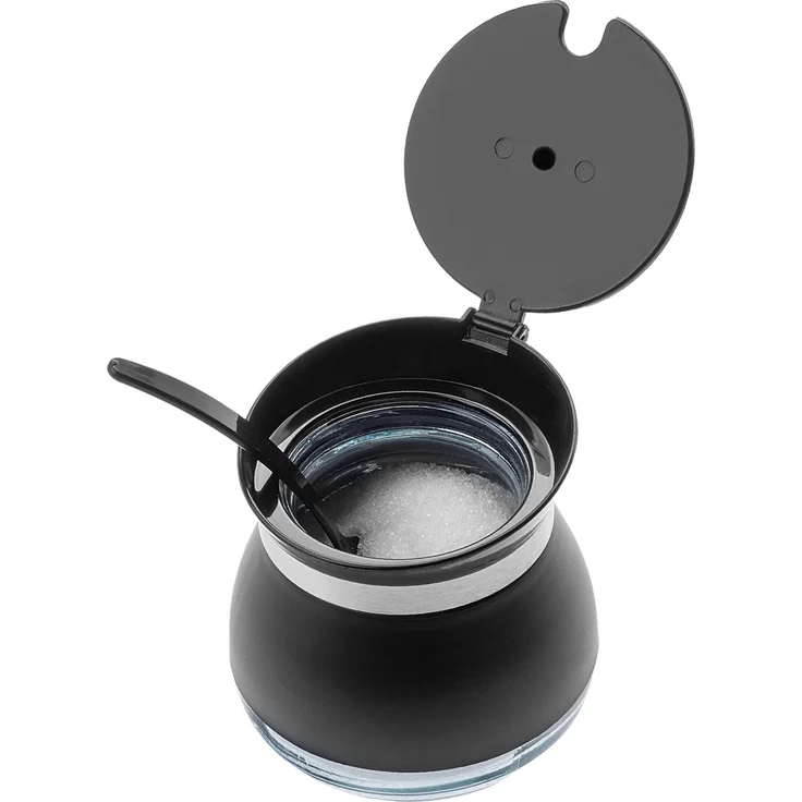 KADAX Zuckerdose, Zuckerdose mit Löffel, Glas, schwarzer Behälter mit Deckel – Bild 4