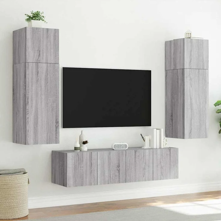 TV-Wandschrank, Fernsehschrank mit LED-Leuchten Grau Sonoma 60 x 35 x 41 cm – Bild 5