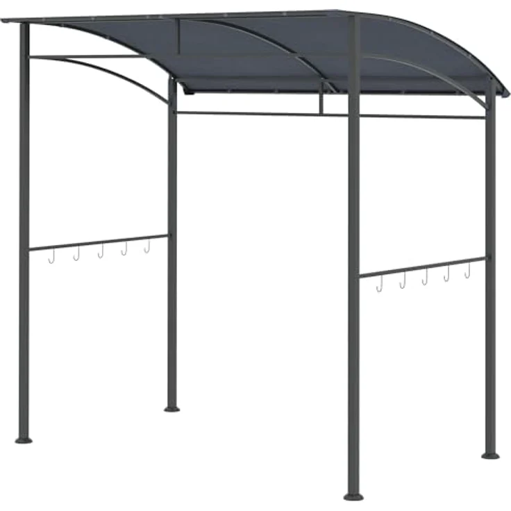 Outsunny Grillpavillon 215 x 150 x 220 cm, Wasserabweisend mit Gebogendach und 10 Haken, Gartenlauben für BBQ und Gartenpartys, Grau – Bild 1