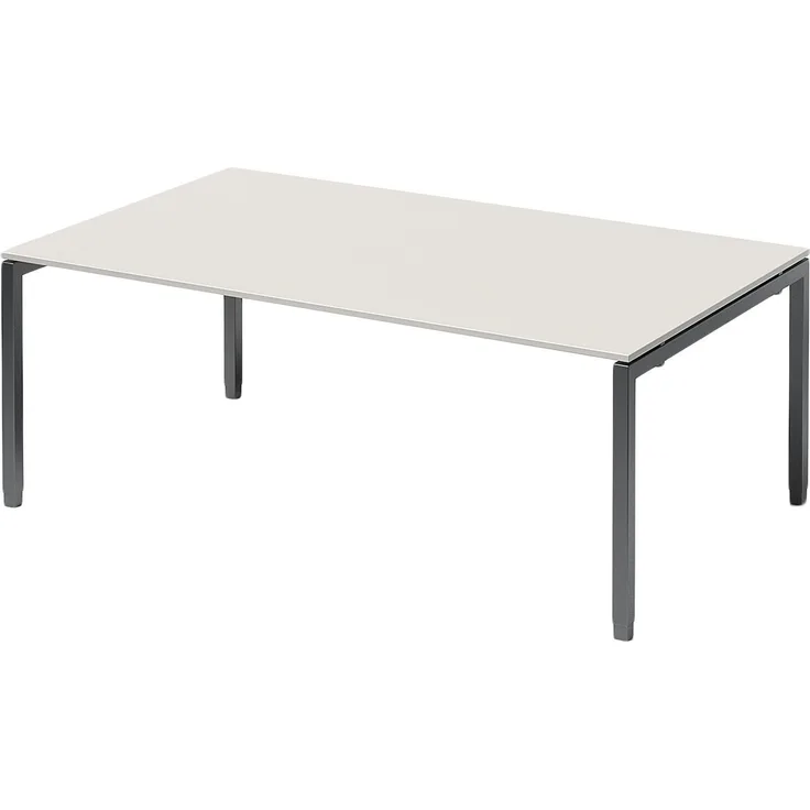 BISLEY Cito Chefarbeitsplatz/Konferenztisch, 650-850 mm höheneinstellbares U-Gestell, Metall, Gw334 Dekor Grauweiß, Gestell Anthrazitgrau, 120 x 200 x 85 cm