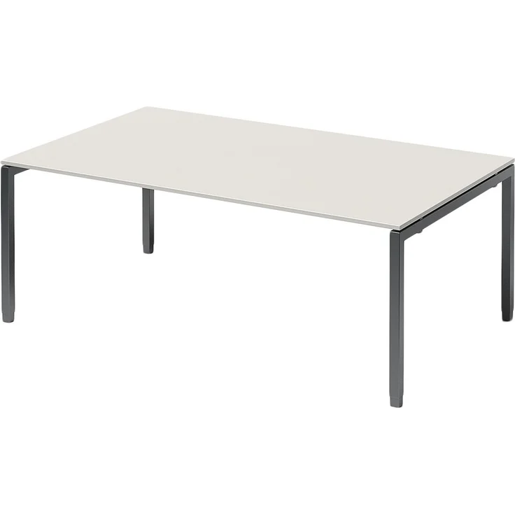 BISLEY Cito Chefarbeitsplatz/Konferenztisch, 650-850 mm höheneinstellbares U-Gestell, Metall, Gw334 Dekor Grauweiß, Gestell Anthrazitgrau, 120 x 200 x 85 cm