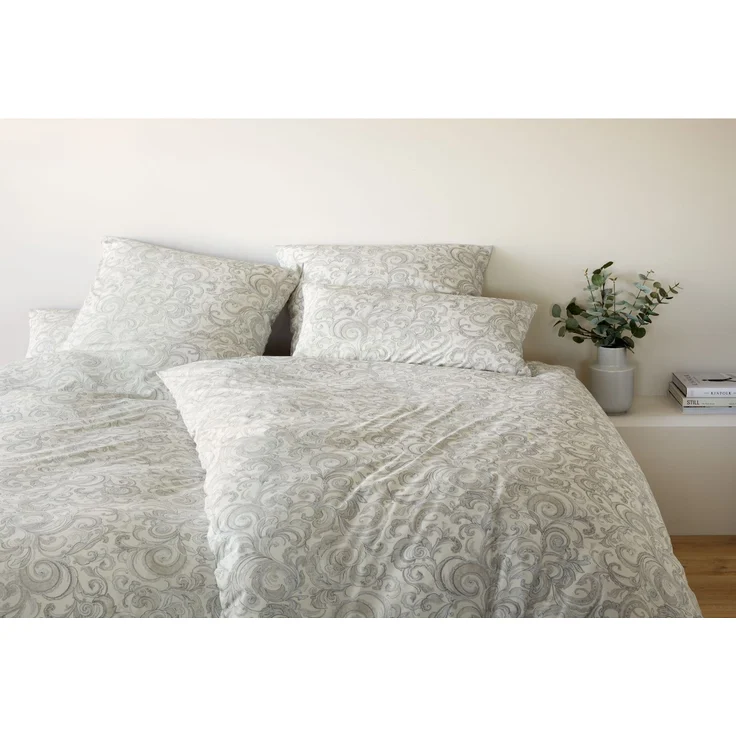 Elegante Interlock Jersey Bettwäsche Grace 3624-7 sand Ranken 135x200 – Bild 1