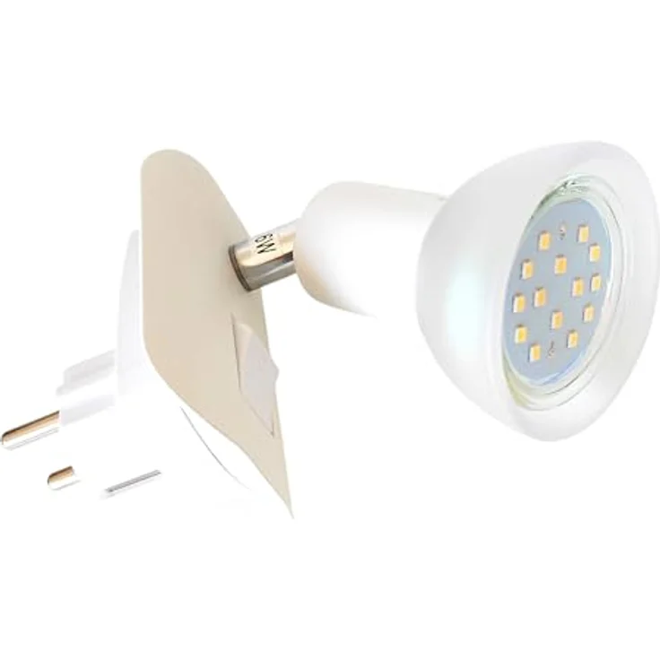 TRANGO LED Steckdosenleuchte, 11-046 LED Steckerlicht in weiß mit Lampenschirm aus Glas, Stecker-Nachtlicht inkl. 1x GU10 LED Leuchtmittel 3000K warmweiß & Ein/Aus, & Ein/Aus- Schalter Leselampe, Küchenlampe – Bild 6