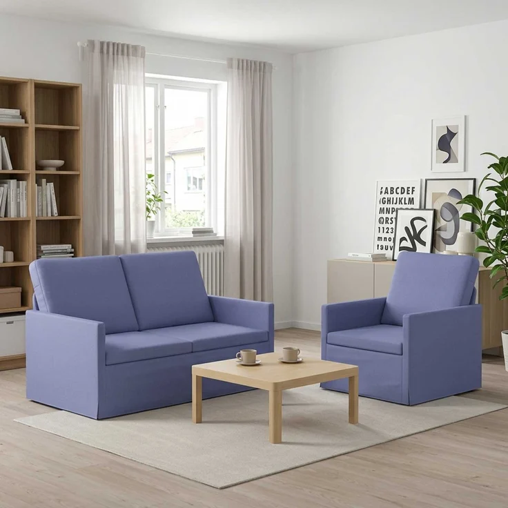 vidaXL Sofa-Set 2 pcs Jeans blau Stoff 3433146 – Bild 1