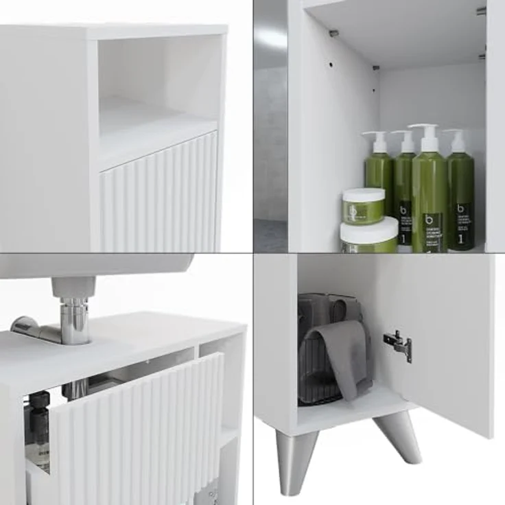 Vichy Badmöbel-Set Leano, 3-teilig, weiss, mit Waschbeckenunterschrank und Spiegelschrank, modern und funktional – Bild 7