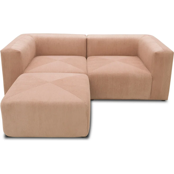 DOMO. collection Ecksofa 800011, kleine Modul-Couch in L-Form, individuell kombinierbar, Cord Sofa, Polsterecke, Eckcouch, Polstergarnitur 216 x 193 x 69 (BxTxH), rose – Bild 5