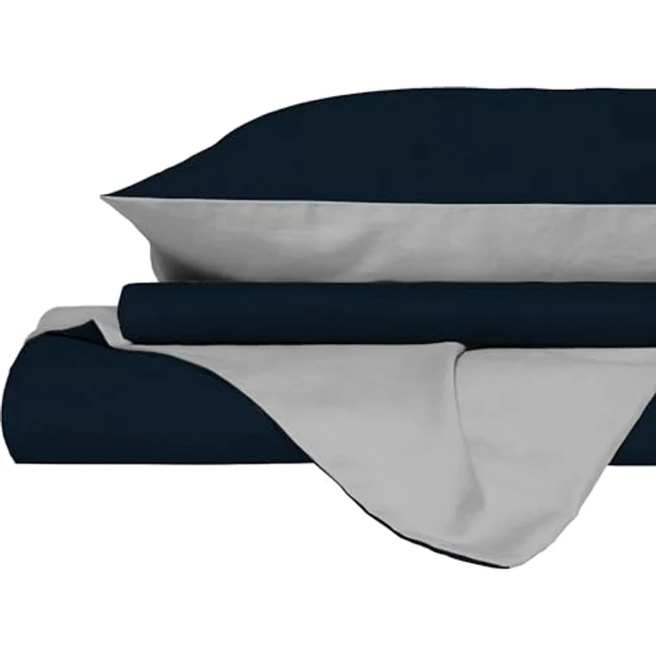 Italian Bed Linen Natural Color Doubleface Bettbezug, 100% Baumwolle, hell Grau/Rauch, Doppelte – Bild 10