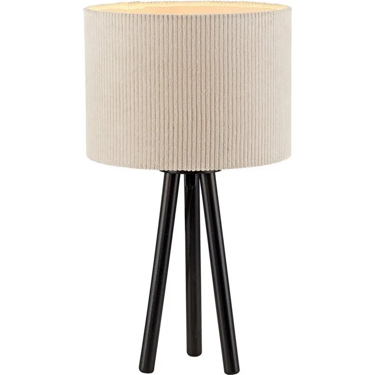 JUST LIGHT Tischleuchte DURO, H 45 cm, Beige, Schwarz, Kunststoff, ohne Leuchtmittel, Lampenschirm aus Cord, 100% klimaneutralisiert