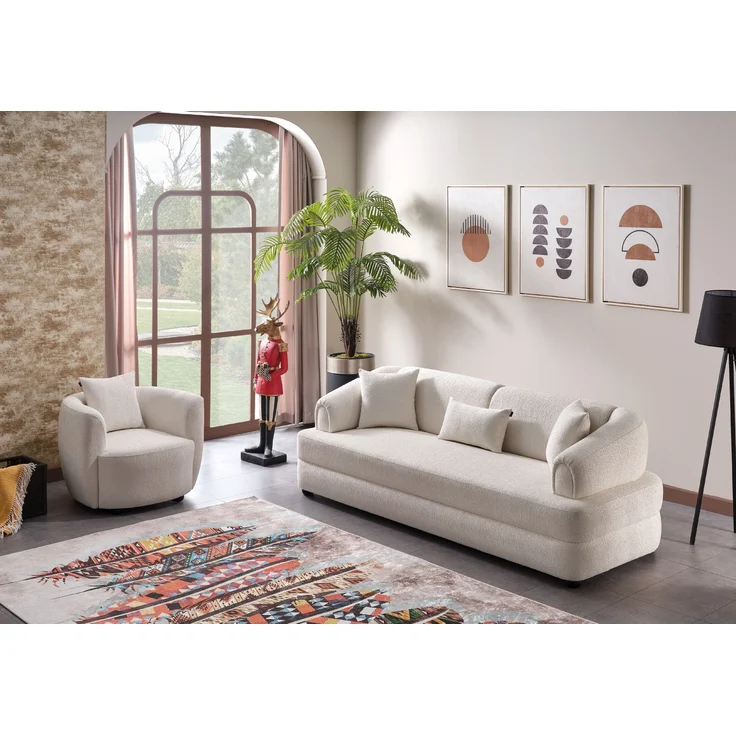 Sitzgruppe/Sofa Set - Wohnzimmergarnitur "Luma" 3+3+1-Beige – Bild 2