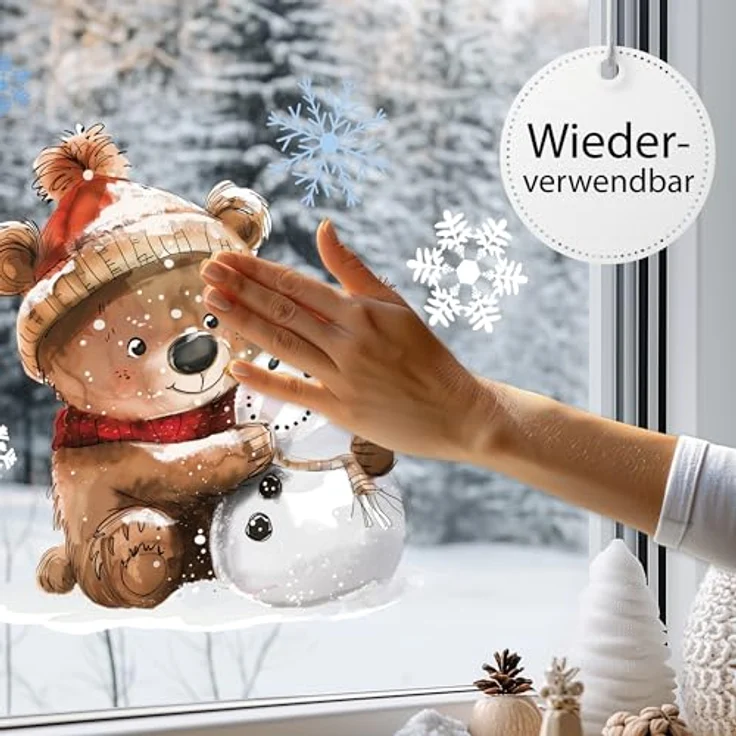 Sunnywall Fensterdekoration Kinderzimmer Fensterbild Winter, beidseitigger Druck, statisch haftend – Bild 4