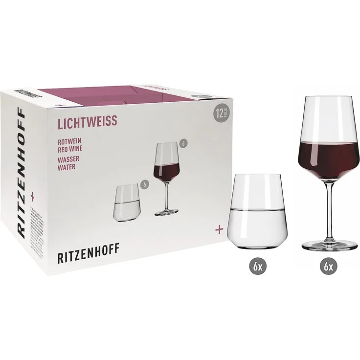 Ritzenhoff LICHTWEISS 12er-Set Julie Rot / Rotweingläser / Wassergläser