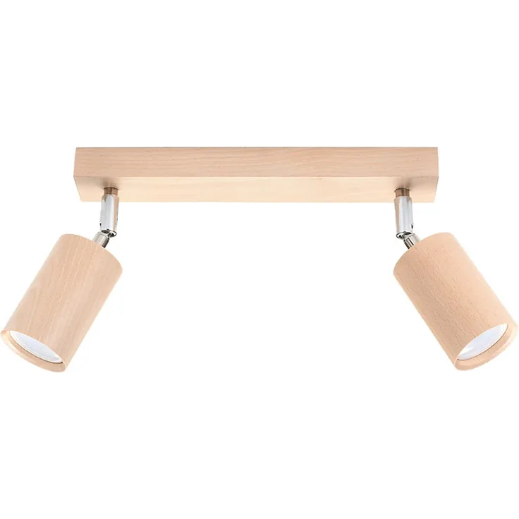 Deckenleuchte, Holz, braun, Spots verstellbar, L 30 cm