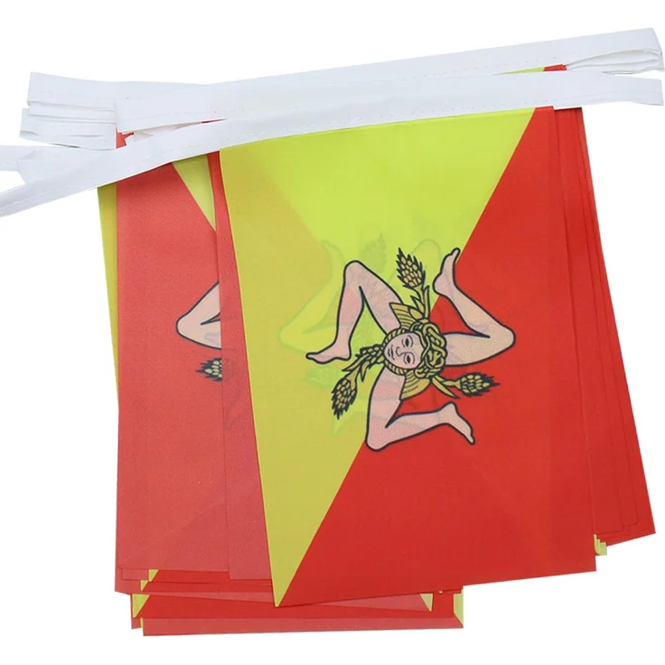 AZ FLAG Wimpelkette Sizilien 6 m 20 Flaggen Leichtes Polyester 21x15 cm