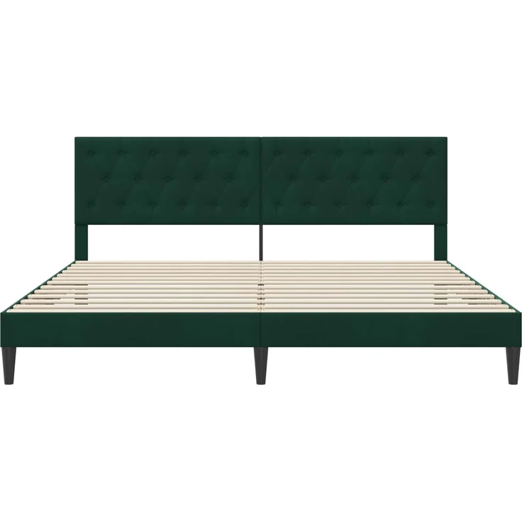 vidaXL Bettrahmen mit Kopfteil Dunkelgrün 180 x 200 cm Samt 42027681 – Bild 4