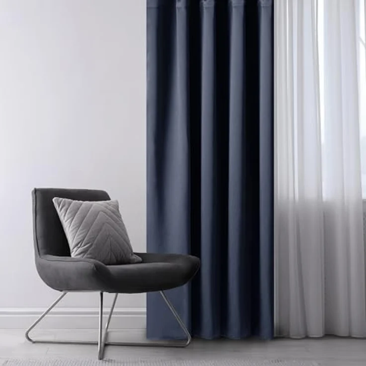 RESTILO Blackout Vorhang 140x245 cm Indigo 1 St. Ösenschal Verdunkelungsvorhang Blickdicht Fensterdekoration Dekoschal Dekorvorhang Blackout – Bild 2