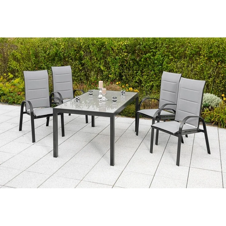 MERXX Garten-Essgruppe Marini, (5-tlg), 4 Klappsessel mit Gartentisch – Bild 3