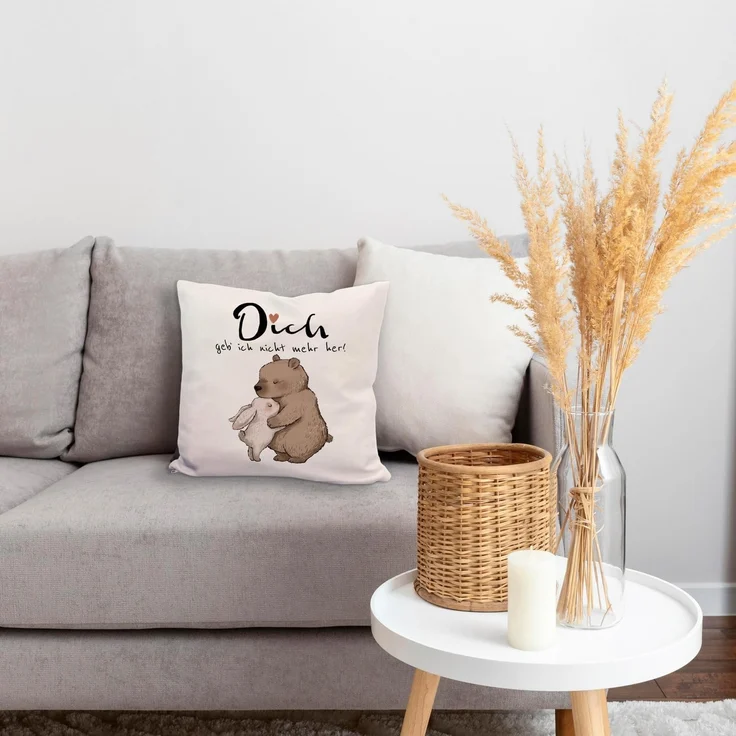 speecheese Dekokissen Hase und Bär Kissen mit Spruch Dich geb ich nicht mehr her – Bild 7
