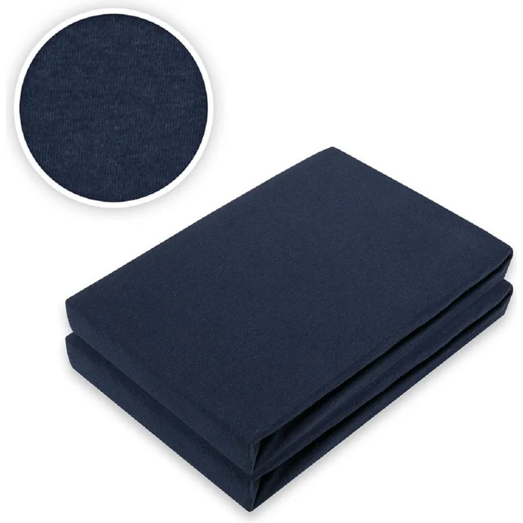 Doppelpack Marke Jersey Spannbettlaken 60 x 120 - 70 x 140 cm Navyblau – Bild 2