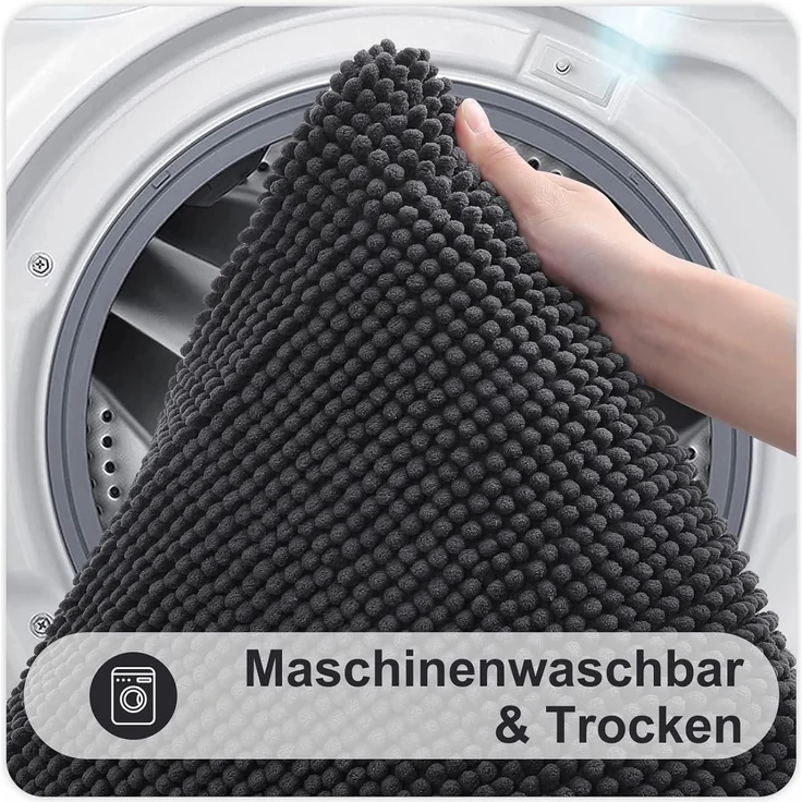 Badezimmerteppich Chenille 40 x 60 cm (Rechteckig) Dunkelgrau – Bild 5