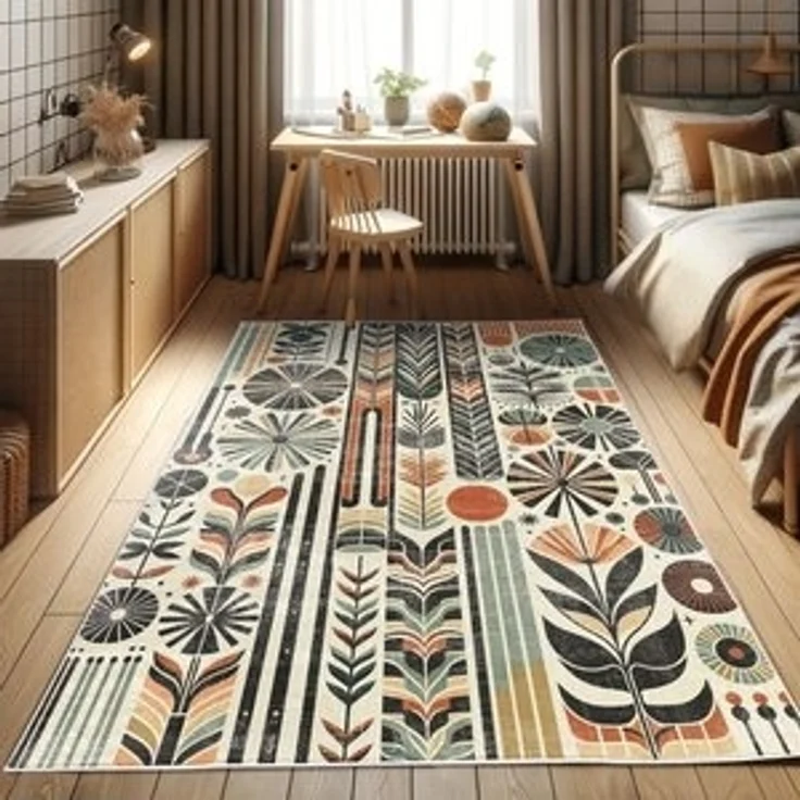 Abakuhaus Teppich Dekorativer Teppich für Wohnzimmer und Schlafzimmer, rechteckig, Bohemian Retro Abstrakt Mid Century – Bild 5