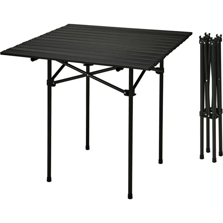 Spetebo Campingtisch Klapptisch schwarz mit Tragetasche - mit einrollbarer Tischplatte (Anzahl, 1-St, Stück), platzsparend verstaubar – Bild 1